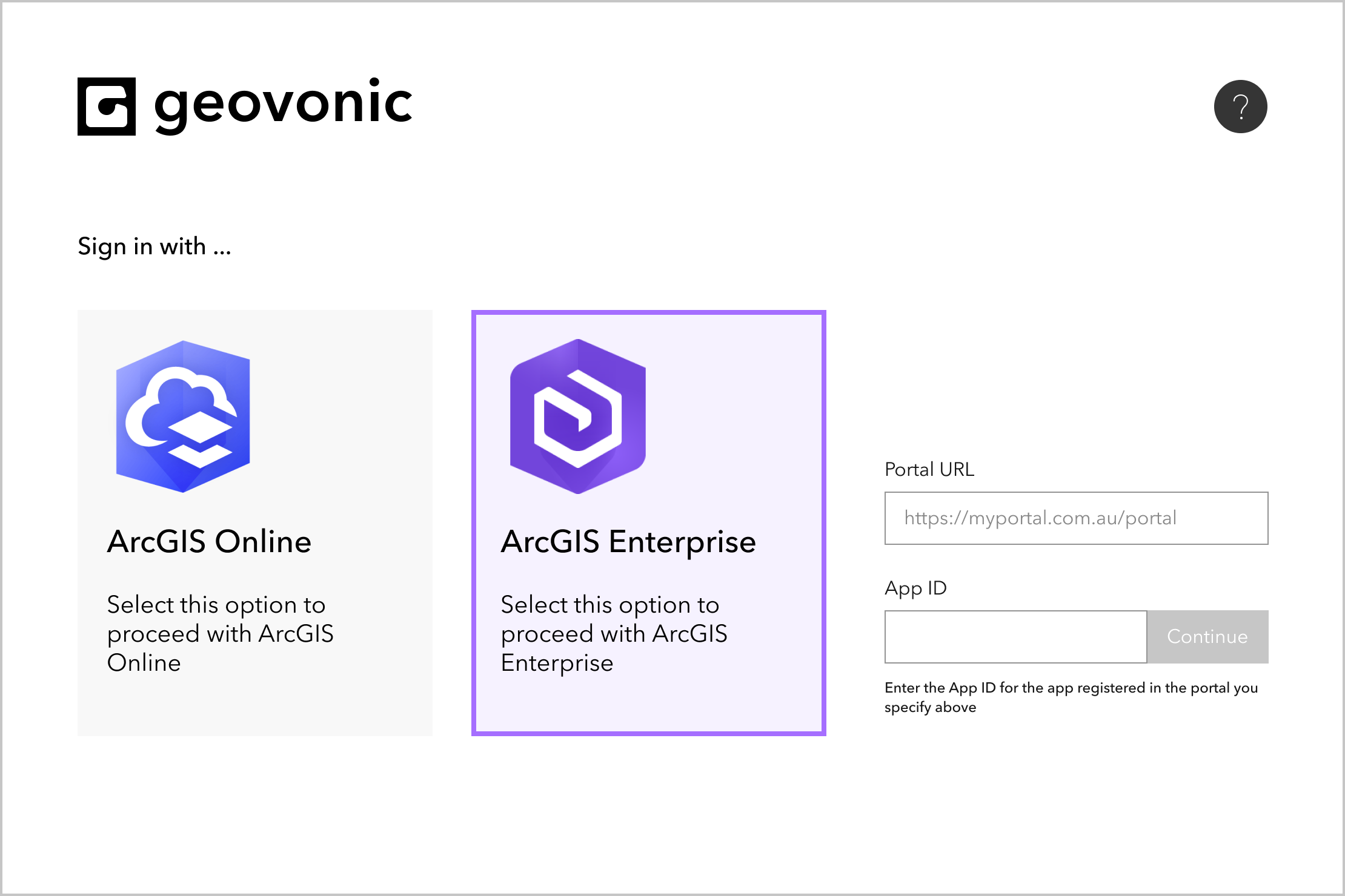 Step 1. Select Your ArcGIS User Type (Online or Enterprise)